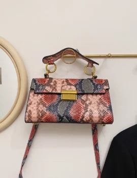 PU Leather Snakeskin Print Crossbody Bag