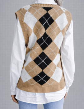 Argyle Knit V-Neck Vest