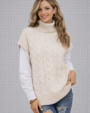 Cable Knit Sleeveless Turtleneck Vest