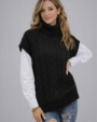 Cable Knit Sleeveless Turtleneck Vest