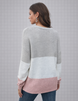 Color Block Knit Sweater – Soft Grey Edition