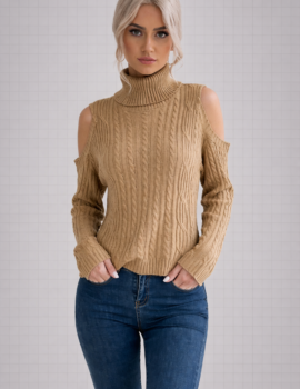 High Neck Cut-Out Knit Sweater