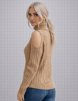 High Neck Cut-Out Knit Sweater