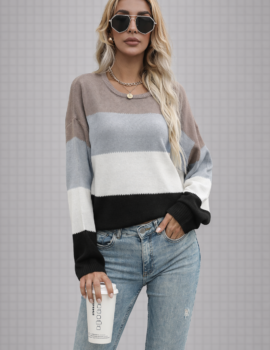 Soft Color Block Knit Sweater