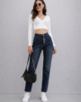 High-Waist Five Button Slim Fit Jeans