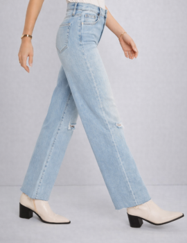 High-Waist Cropped Straight Jeans