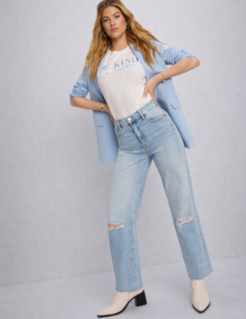 High-Waist Cropped Straight Jeans