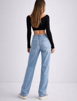 Retro Oblique Waist Straight Jeans