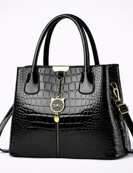 Luxury Soft Leather Croc-Pattern Handbag