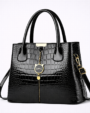 Luxury Soft Leather Croc-Pattern Handbag